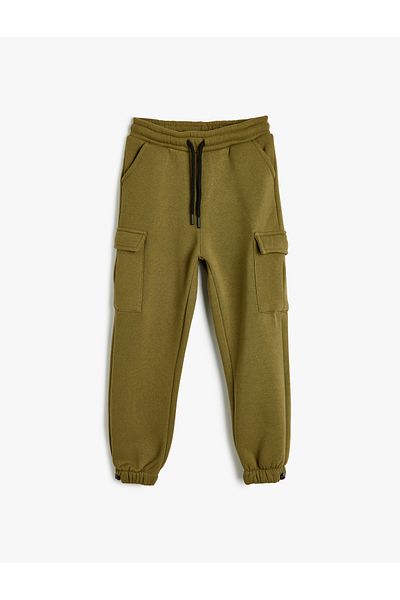 Koton Jogger Sweatpants with Cargo Pockets and Tie Waist Ribbon