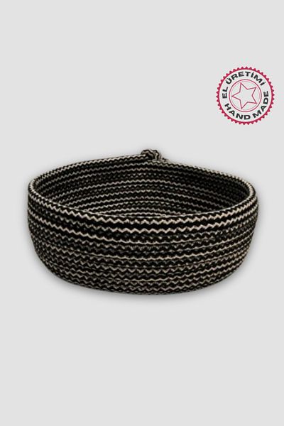 Uretti - Meryem 1743 Cotton Cord Basket - Black / White 27 X 10 cm