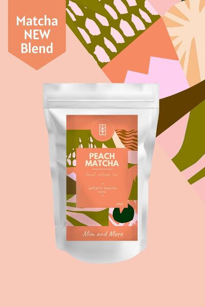 Mim and More Peach Matcha - Şeftali Aromalı Matcha, 100 gr