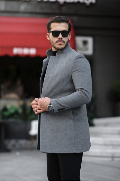 Mero Life Ανδρικό παλτό σε γκρι νέα σεζόν