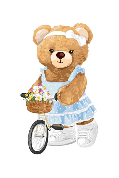 MegaSticker ملصق تيدي بير على دراجة مقاس 13 × 8 سم - سيارة، دراجة نارية، خوذة...