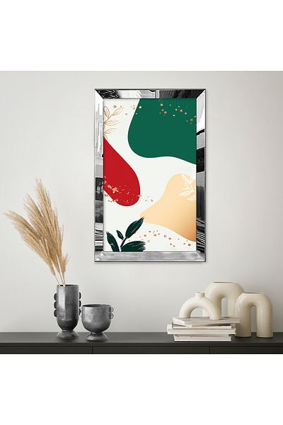 Zevahir Mobilya Dekorasyon Imagini abstracte colorate cu cadru din plexiglas cu oglindă argintie, pictură unică MDF