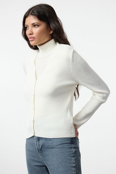 Trendyol Collection V-Neck Ecru Knitwear Blouse and Cardigan Set - Twoaw25Hi00072