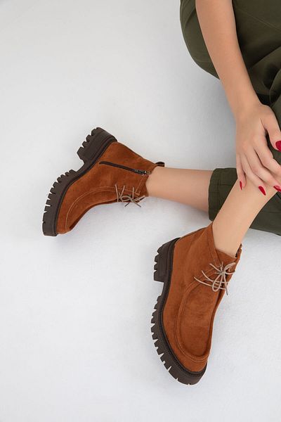 SOHO Tan Suede Γυναικείες Μπότες - 19656 Model Bootie
