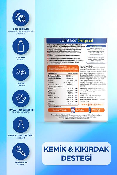 Jointace Bone Health Support Vitamin Containing Glucosamine Chondroitin, Vitamin D, Curcumin 30 Tablets