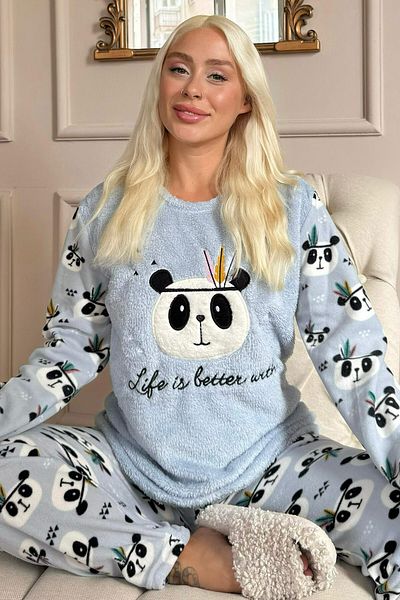 Pijamaevi Set de pijamale de pluș pentru femei Mavi Life Panda
