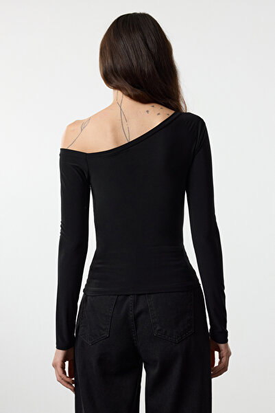 Trendyol Collection Flexibilní Sandy Knitted - Black Fitted Blůza Twoaw25bz00272