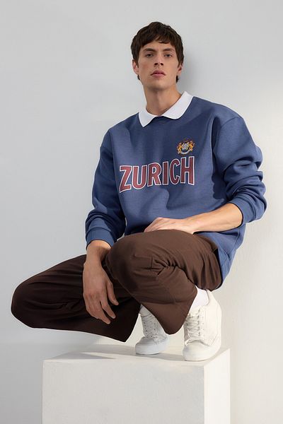 Kolekcia Trendyol Limitovaná edícia Indigo - Fleecová oversize mikina Tmnaw24Sw00187