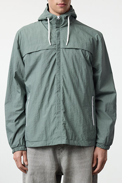 Trendyol Collection Water Green Regular Fit με φερμουάρ Λεπτό εποχιακό αντιανεμικό και αδιάβροχο παλτό TMNAW25MO00039