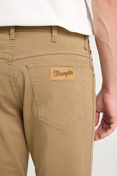 WRANGLER Regular Fit Regular Cut Normal Waist Straight Leg Men's Camel Stretch Trousers