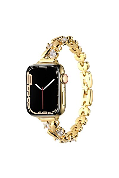 AktarMobile Apple Watch 10 / 11 / 12 46 mm uyumlu Zarif Taşlı Tasarım Metal K...