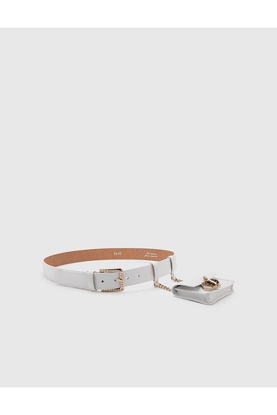 İLVİ Cle Women's Belt White Genuine Leather