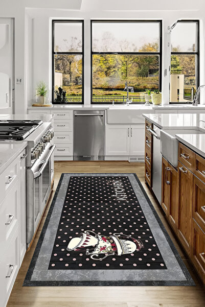 Napoli Home Baskılı Fincan Desenli Kitchen Yazılı Yıkanabilir Kaymaz Taban Sa...