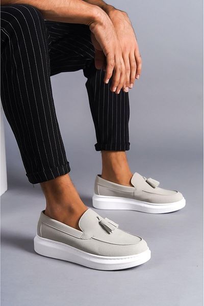 Aymood SLW154 Blaze Pantofi de piele intoarsa pentru barbati - fara sireturi si ciucuri gri