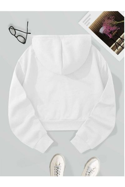 MOONBULL Fleece Hooded Crop Women's Sweatshirt