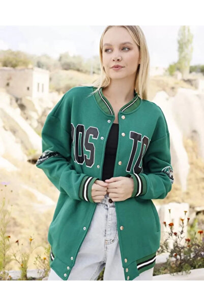 Meleners Men's Printed 3 Thread Inside Cotton College Jacket - Green