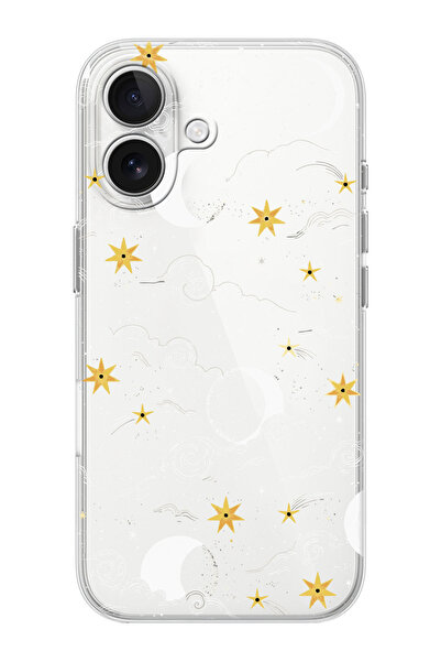 shoptocase iPhone 16  Uyumlu Galaxy Desenli Şeffaf Silikon Telefon Kılıfı