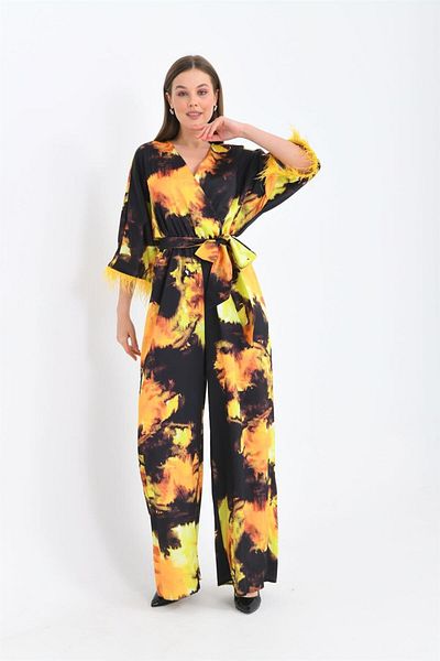 FTZ WOMEN Women's Yellow Jumpsuit - Sleeves, Model 30448