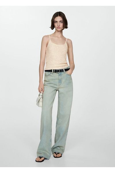 MANGO Woman Blouse with Sequins on the Straps