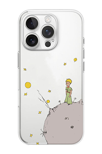 shoptocase iPhone 16 PRO MAX Uyumlu Küçük Prens Moon Desenli Şeffaf Silikon T...
