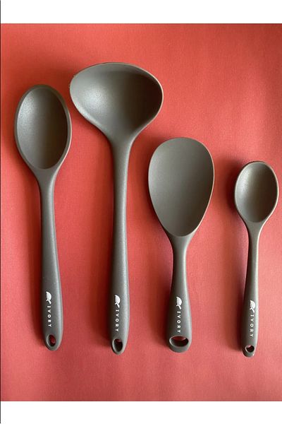 bavella Hard Heat Resistant Silicone Ladle Spoon Set 4 Pieces