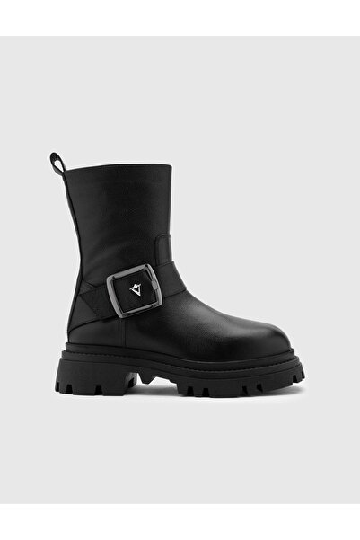 İLVİ Saba Hakiki Floter Deri Kadın Siyah Bot