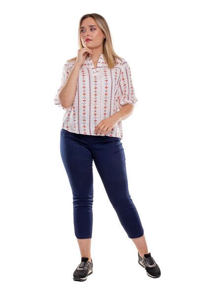 TULIN 77233 Büyük Beden Paça Fermuarlı Ince Kot Kadın Pantolon