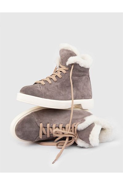 İLVİ Lemos Genuine Suede Leather Women's Gray Boots