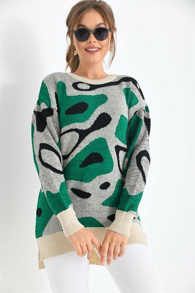 FTZ WOMEN Women's Mixed Patterned Tunic Stone 20038