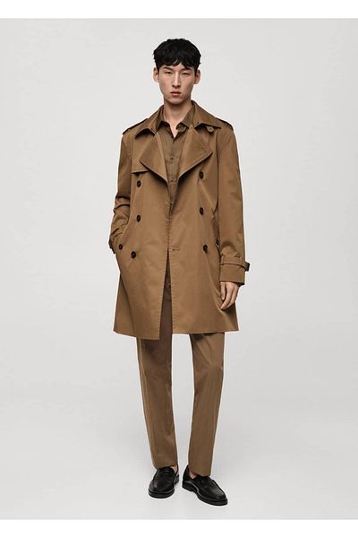 MANGO Man Wasserabweisender Trenchcoat mit Gürtel