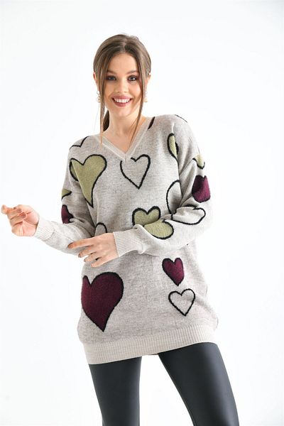 FTZ WOMEN Tunica de dama cu model inima - culoare piatra, model 20098