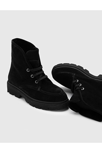 İLVİ Asrıd Hakiki Süet Deri Kadın Siyah Bot