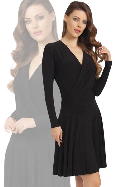 Laranor Rochie neagră cu guler dublu pentru femei Day&night Chic 19l6440