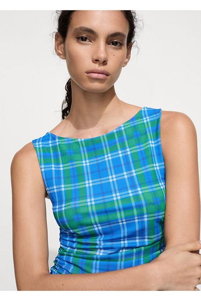 MANGO Woman Gemusterte drapierte Bluse