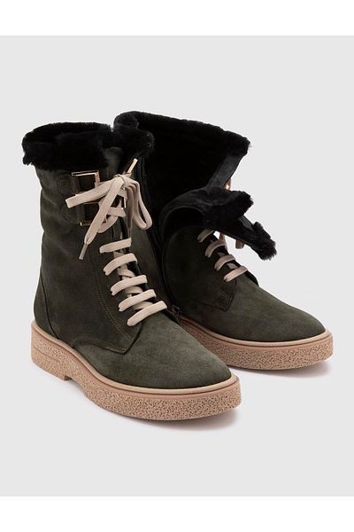 İLVİ Bafut Genuine Suede Leather Women's Green Boots