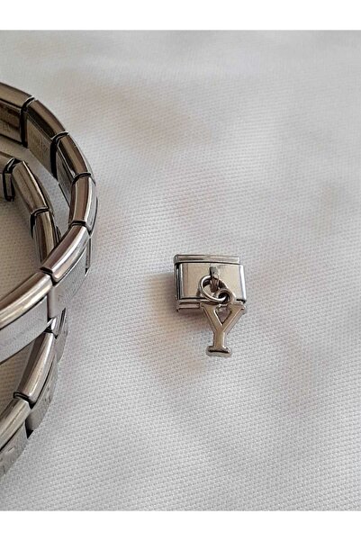 bijoux uniques Y Harfli Çelik Italyan Charm
