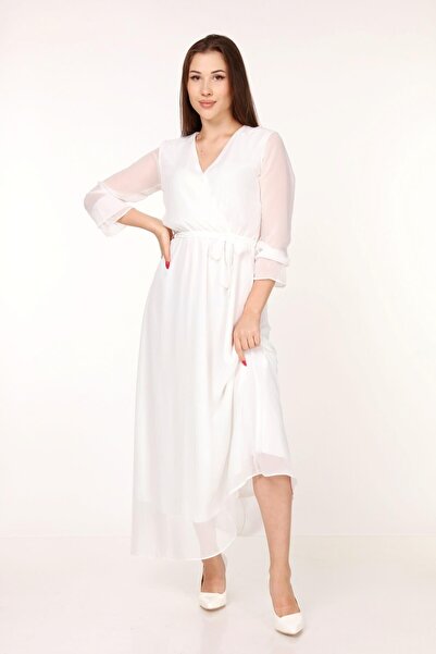 Dipmoda Rochie lungă din șifon pentru femei, cu detaliu de legare, nou sezon ...