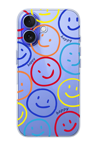 shoptocase iPhone 16 PLUS Uyumlu Smile Desenli Şeffaf Silikon Telefon Kılıfı