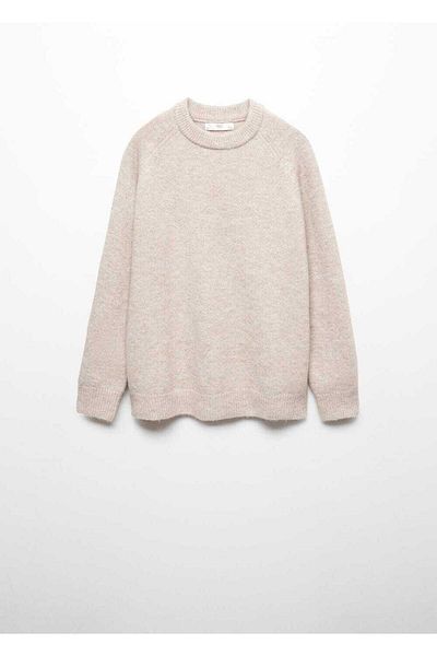 MANGO Woman Pulover din tricotaje cu guler rotund din bumbac in