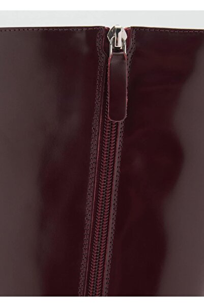 MANGO Woman Δερμάτινες μπότες με φερμουάρ