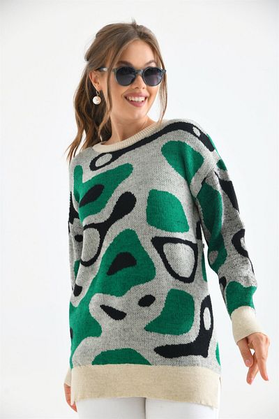 FTZ WOMEN Women's Mixed Patterned Tunic Stone 20038