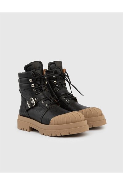 İLVİ Falk Genuine Leather Women's Mink Black Boots