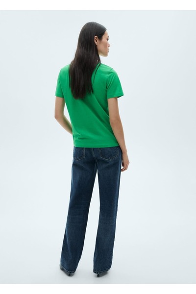 MANGO Woman Βαμβακερό κοντομάνικο μπλουζάκι