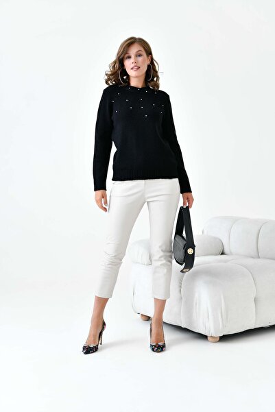 FTZ WOMEN Pulover de damă cu mărgele brodate negru 20741