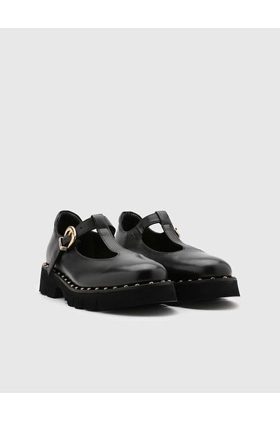 İLVİ Groot Black Genuine Leather Women's Loafer