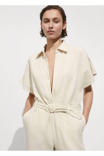 MANGO Woman Dlouhý overal s páskem