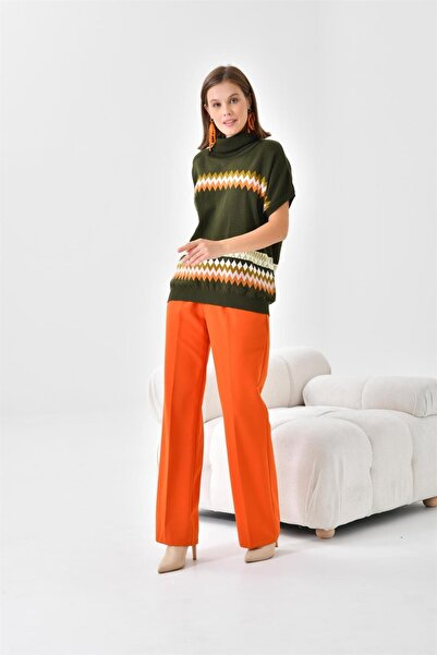 FTZ WOMEN Women's Ethnic Patterned Sweater Khaki 20073