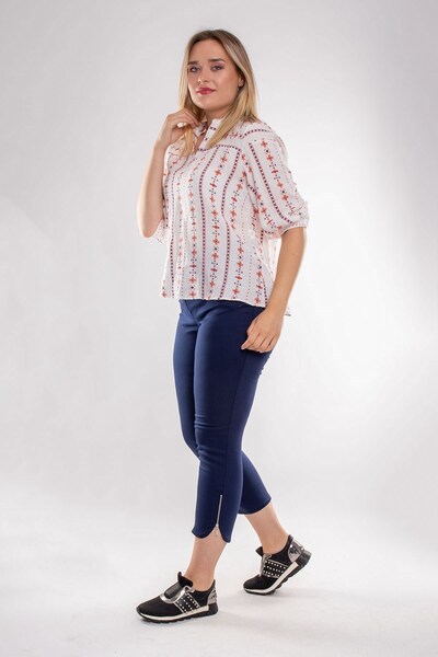 TULIN 77233 Büyük Beden Paça Fermuarlı Ince Kot Kadın Pantolon