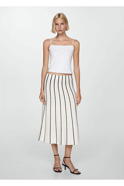 MANGO Woman Bluse mit geradem Kragen und Trägern