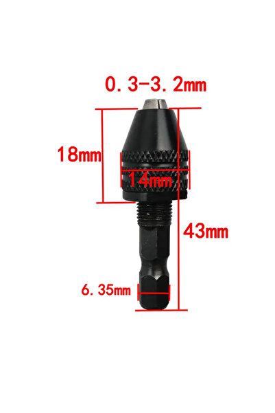 BGA 0.3-3.2mm hex girişli anahtarsız matkap mandreni